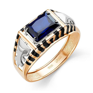 Кольцо из золота 585 пробы с сапфиром синтетическим КАРАВАЕВСКАЯ ЮВЕЛИРНАЯ ФАБРИКА 31-0318-С