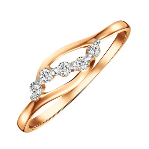 Кольцо из золота 585 пробы с фианитом ГОЛДЕН ГЛОБ КольцоКЛ-25/16,0/бцФ/з585