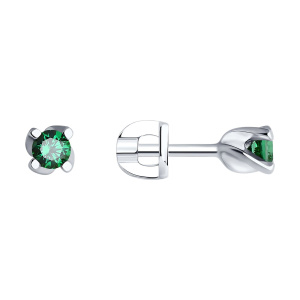 Серьги из серебра 925 пробы с фианитом SOKOLOV 94021471