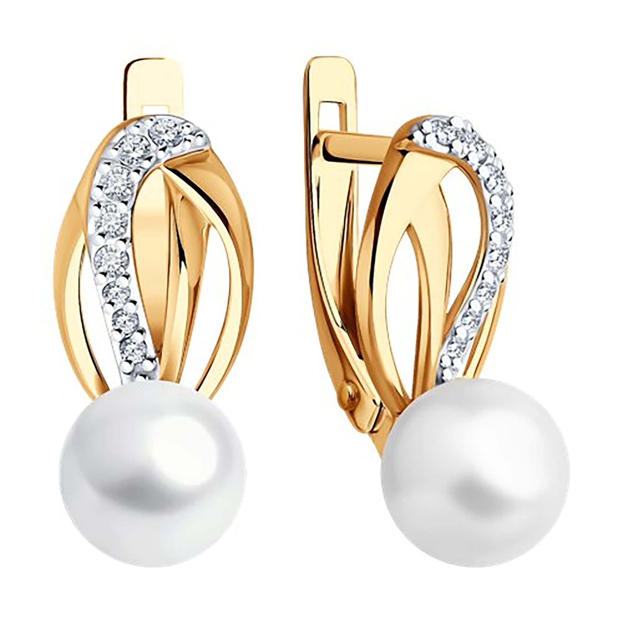 Серьги из золота 585 пробы с жемчугом SOKOLOV 51-320-02362-1 Золото 585 пр.