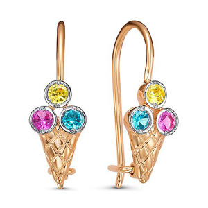 Серьги из золота 585 пробы с фианитом DEL'TA 1202714