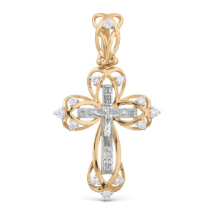 Крест из золота 585 пробы с фианитом KARATOV Т13206751