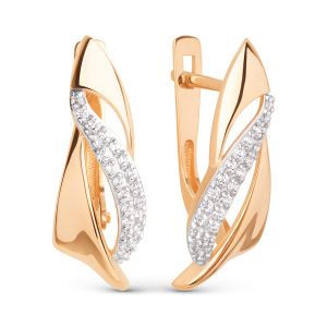 Серьги из золота 585 пробы с фианитом DINASTIA 024772-1102