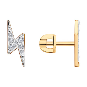 Серьги из золота 585 пробы с фианитом SOKOLOV 029921