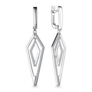 Серьги из серебра 925 пробы с фианитом АЛЬКОР 02-3883/00КЦ-00