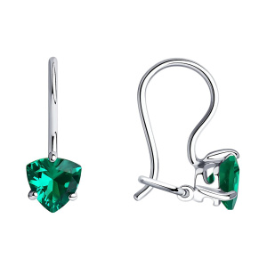 Серьги из серебра 925 пробы с фианитом SOKOLOV 94020580