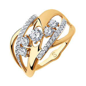 Кольцо из золота 585 пробы с фианитом SOKOLOV 018174