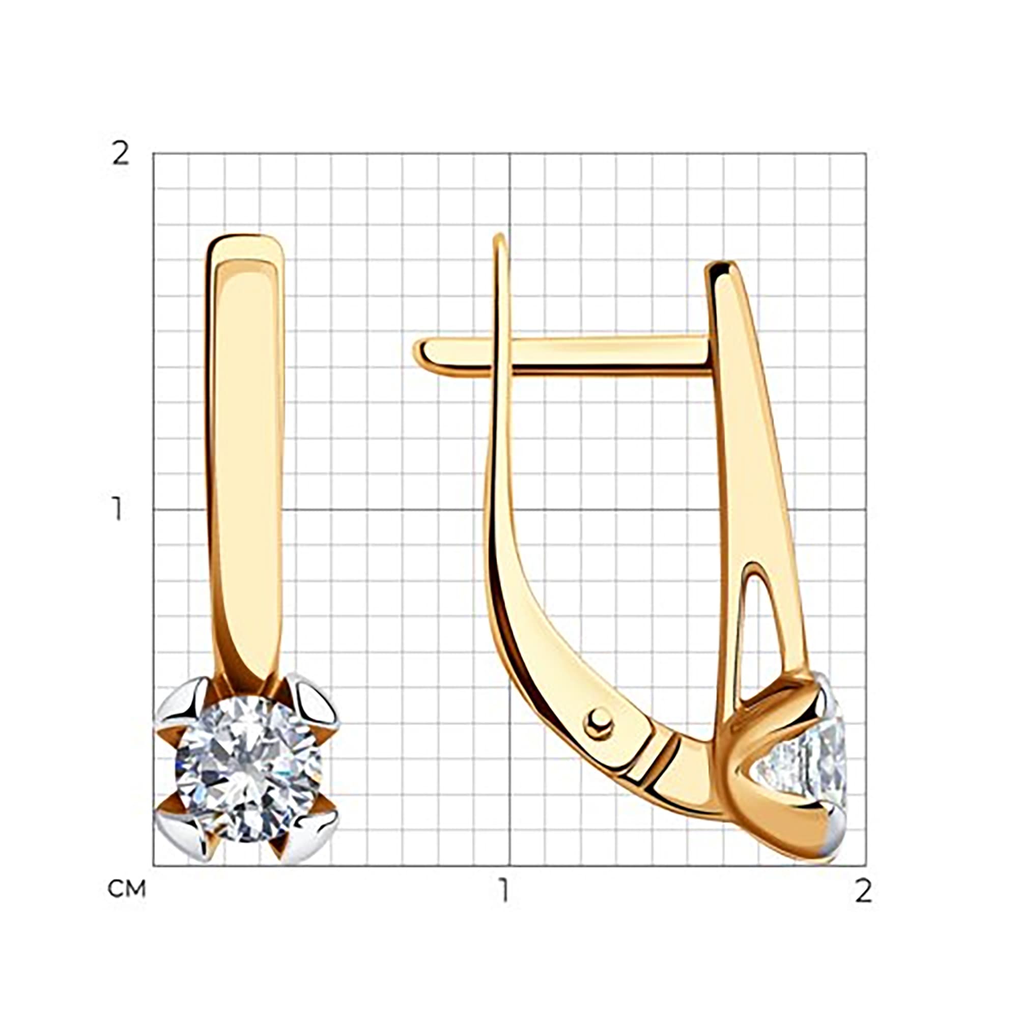 Серьги из золота 585 пробы с фианитом SOKOLOV 51-120-00793-1 Золото 585 пр.