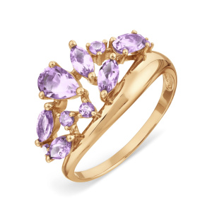 Кольцо из золота 585 пробы с аметистом KARATOV Т101017805