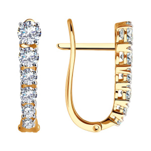 Серьги из золота 585 пробы с фианитом SOKOLOV 0200438