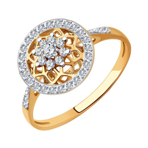 Кольцо из золота 585 пробы с фианитом SOKOLOV 019076