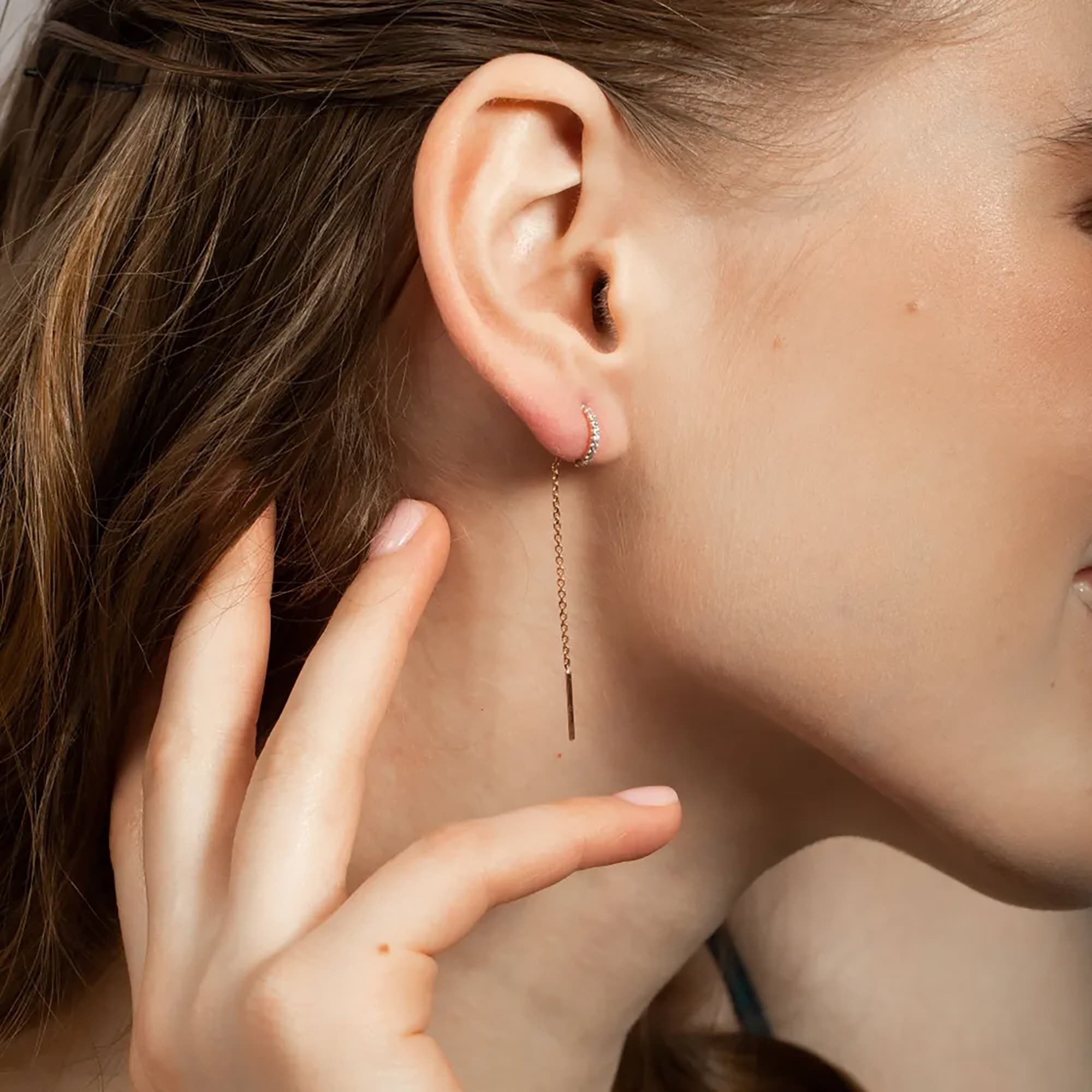 Серьги из золота 585 пробы с фианитом SANIS 01-215434 Золото 585 пр.