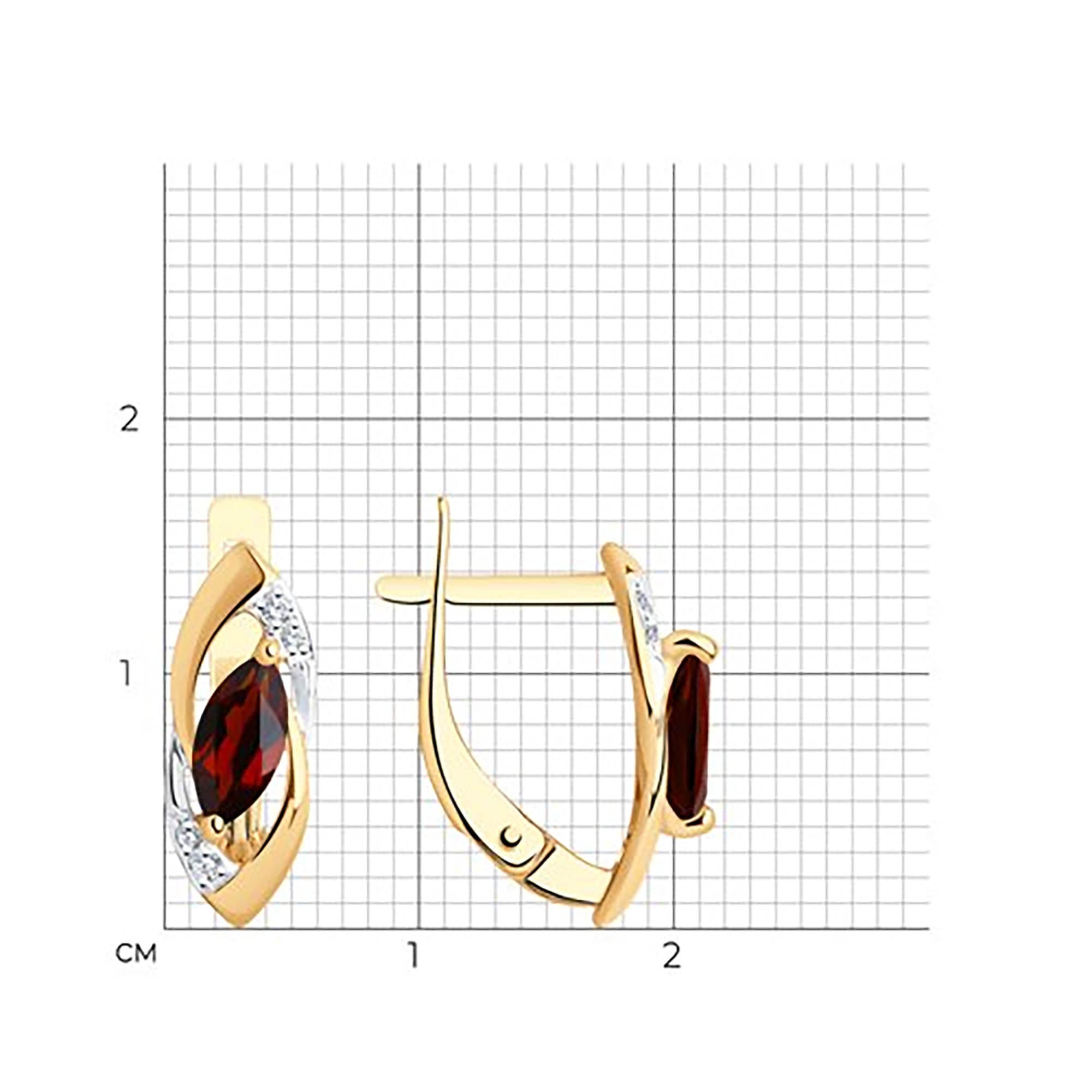 Серьги из золота 585 пробы с гранатом SOKOLOV 51-320-01018-2 Золото 585 пр.