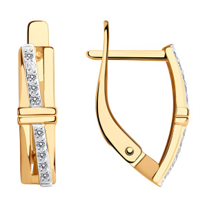 Серьги из золота 585 пробы с фианитом SOKOLOV 029245