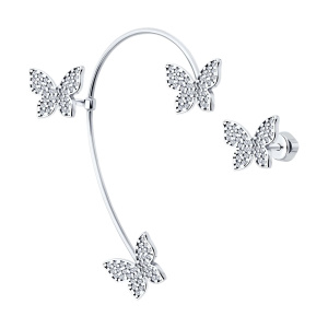 Серьги из серебра 925 пробы с фианитом SOKOLOV 94170325