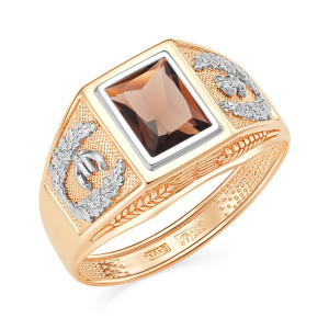 Печатка из золота 585 пробы с дымчатым кварцем КАРАВАЕВСКАЯ ЮВЕЛИРНАЯ ФАБРИКА 31-0328-Р