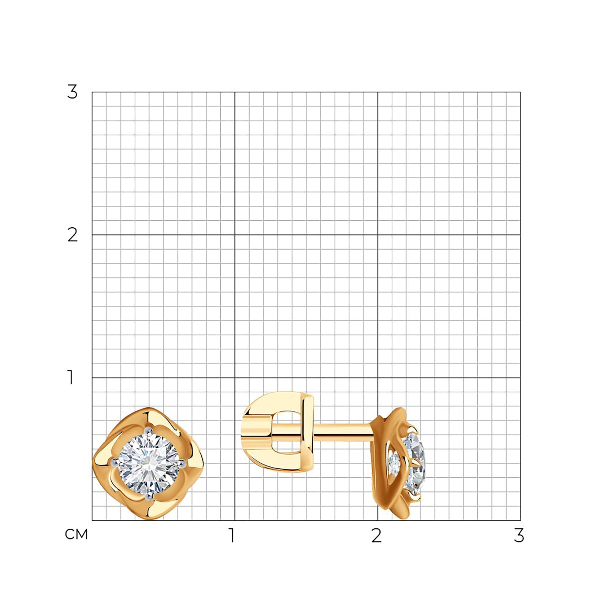 Серьги из золота 585 пробы с фианитом SOKOLOV 027468 