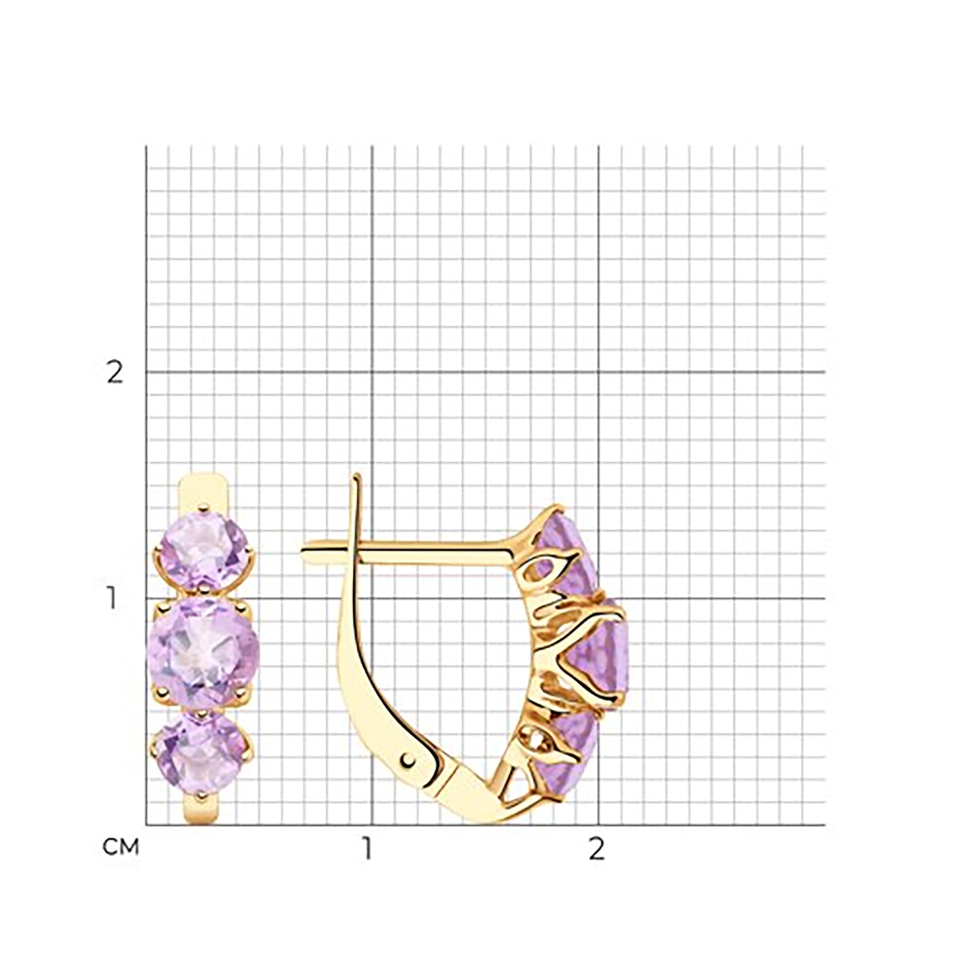 Серьги из золота 585 пробы с аметистом SOKOLOV 51-320-00293-3 Золото 585 пр.
