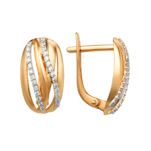 Серьги из золота 585 пробы с фианитом DINASTIA 001942-1102