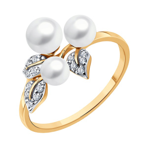 Кольцо из золота 585 пробы с жемчугом SOKOLOV 791250