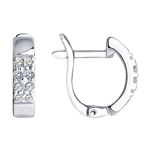 Серьги из серебра 925 пробы с фианитом SOKOLOV 94021912