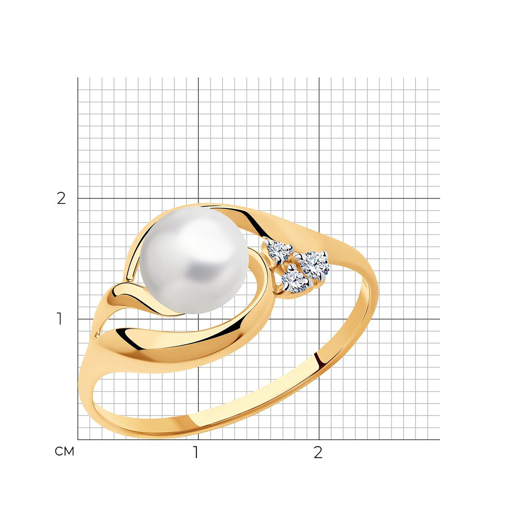 Кольцо из золота 585 пробы с жемчугом SOKOLOV 791034 Золото 585 пр.