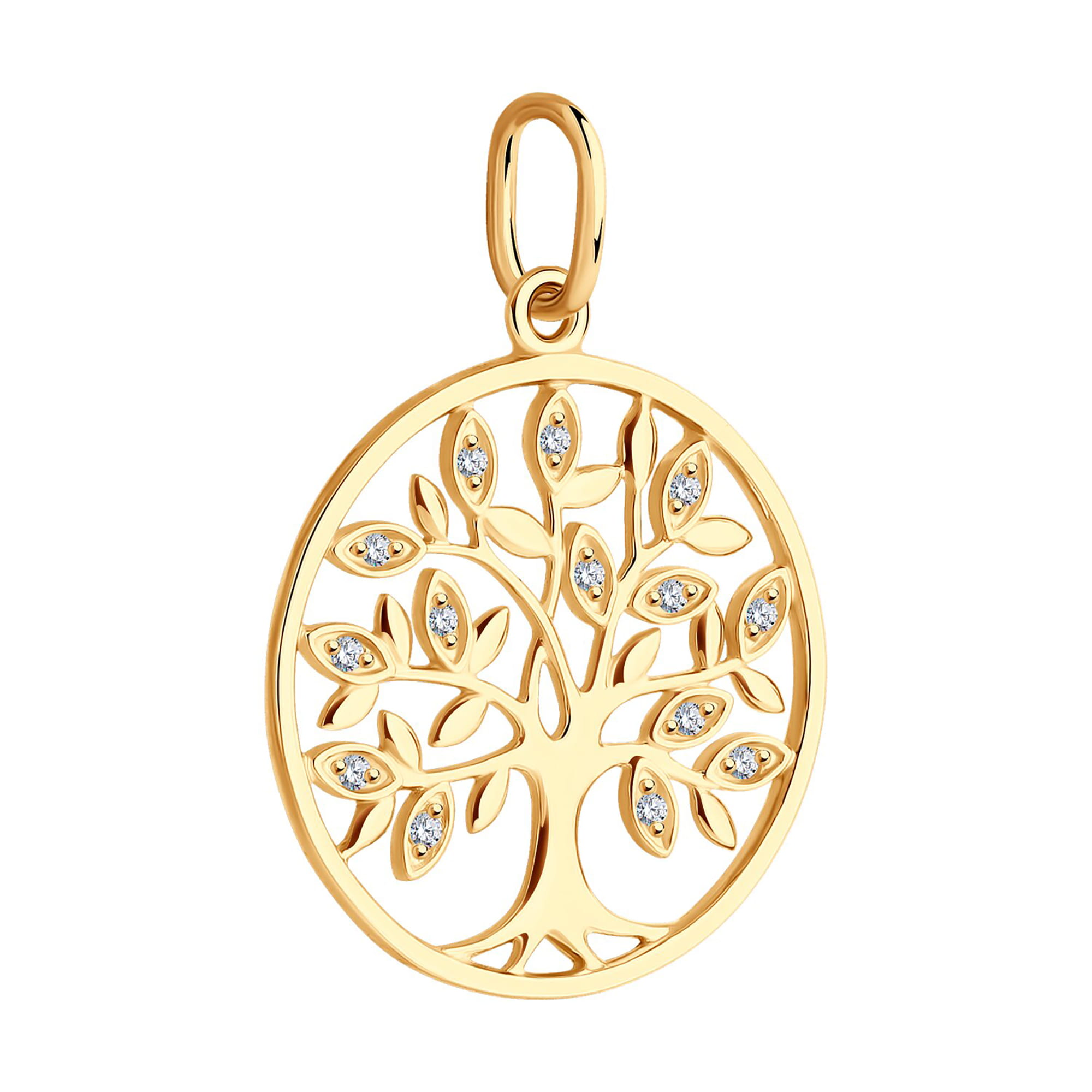 Кулон из золота 585 пробы с фианитом SOKOLOV 036578 Золото 585 пр.