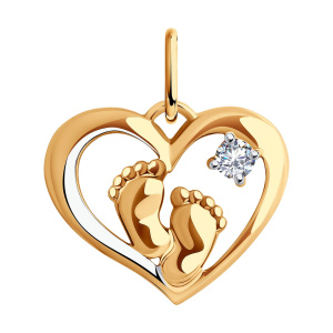 Кулон из золота 585 пробы с фианитом SOKOLOV 51-130-02014-1