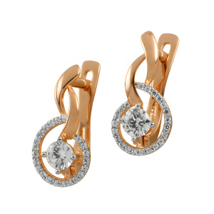 Серьги из золота 585 пробы с фианитом SANIS 4095