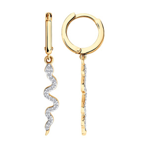 Серьги из золота 585 пробы с фианитом SOKOLOV 51-121-02889-1