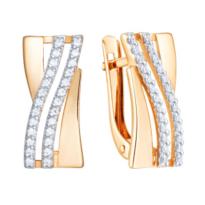 Серьги из золота 585 пробы с фианитом АЛЕКСАНДРА ЮЗ кл3987а-01