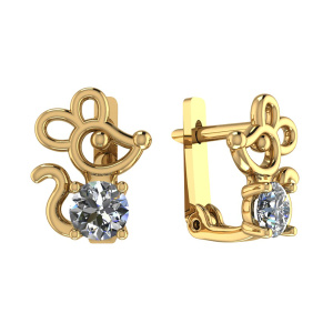 Серьги из золота 585 пробы с фианитом SANIS 01-219058