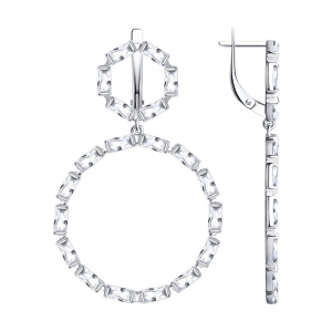 Серьги из серебра 925 пробы с фианитом SOKOLOV 94023777