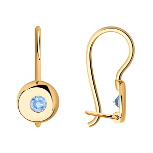 Серьги из золота 585 пробы с фианитом SOKOLOV 027223