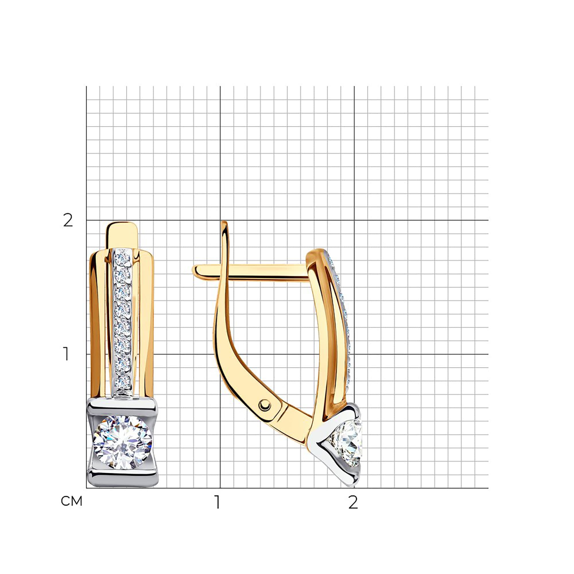 Серьги из золота 585 пробы с фианитом SOKOLOV 028404 Золото 585 пр.