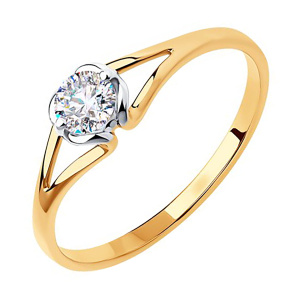 Кольцо из золота 585 пробы с фианитом SOKOLOV 51-110-00889-1