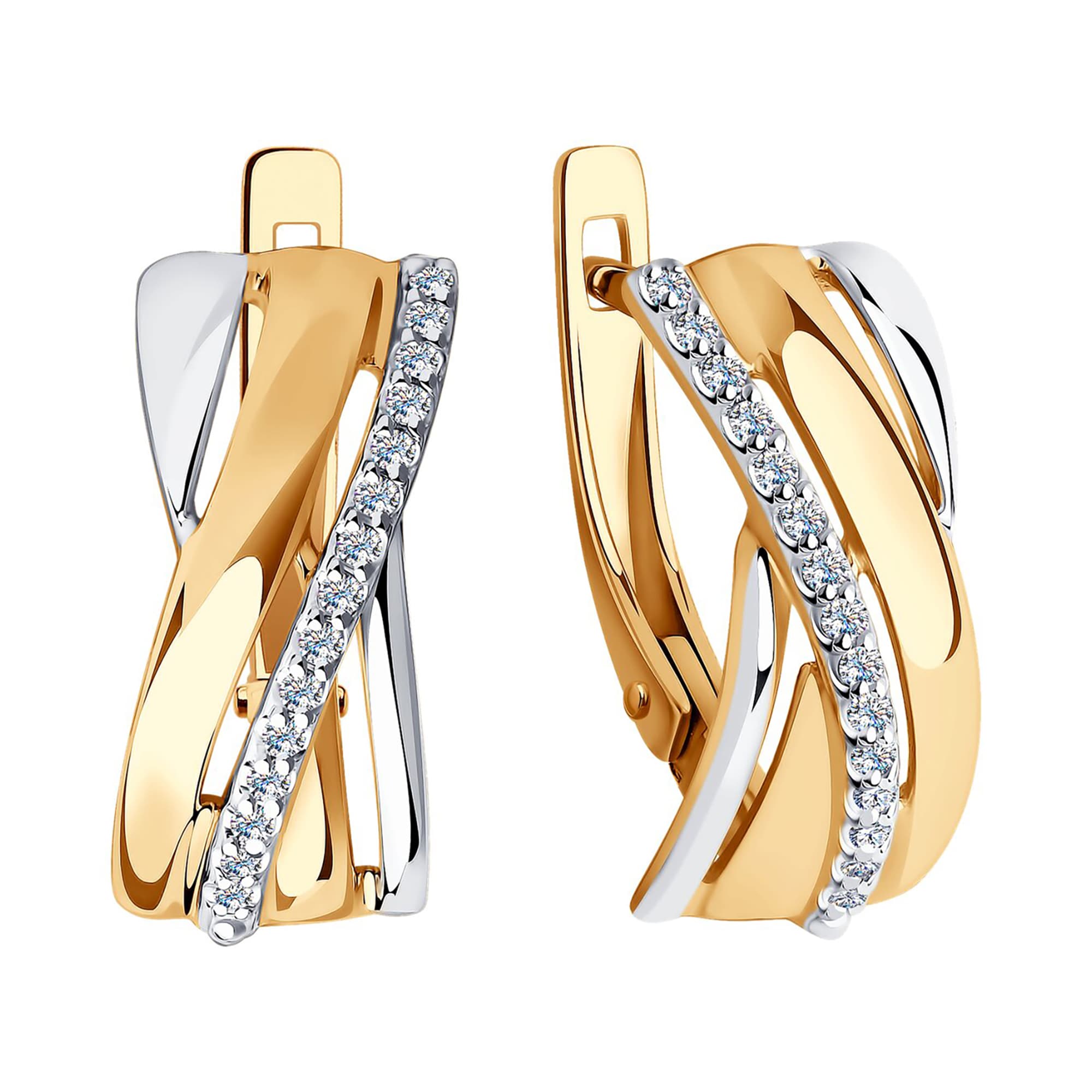 Серьги из золота 585 пробы с фианитом SOKOLOV 028746 Золото 585 пр.