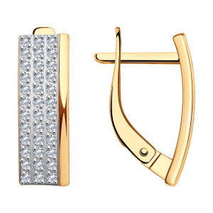 Серьги из золота 585 пробы с фианитом SOKOLOV 029903