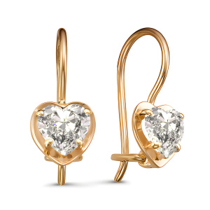Серьги из золота 585 пробы с фианитом DEL'TA 128655