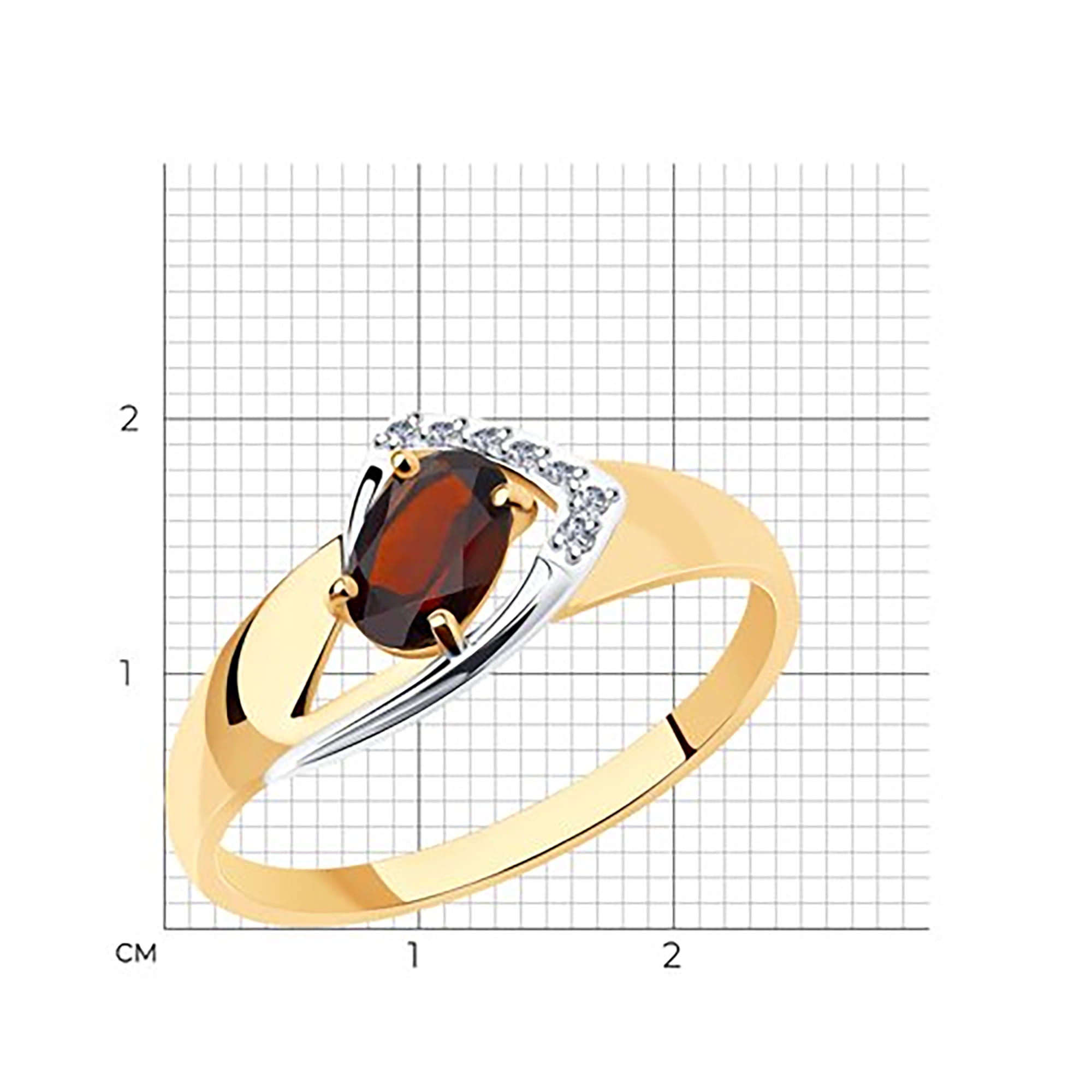 Кольцо из золота 585 пробы с гранатом SOKOLOV 51-310-01028-2 Золото 585 пр.