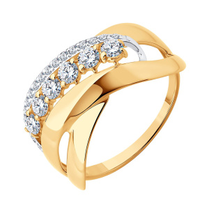 Кольцо из золота 585 пробы с фианитом SOKOLOV 019572