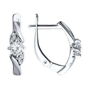 Серьги из серебра 925 пробы с фианитом SOKOLOV 94022384