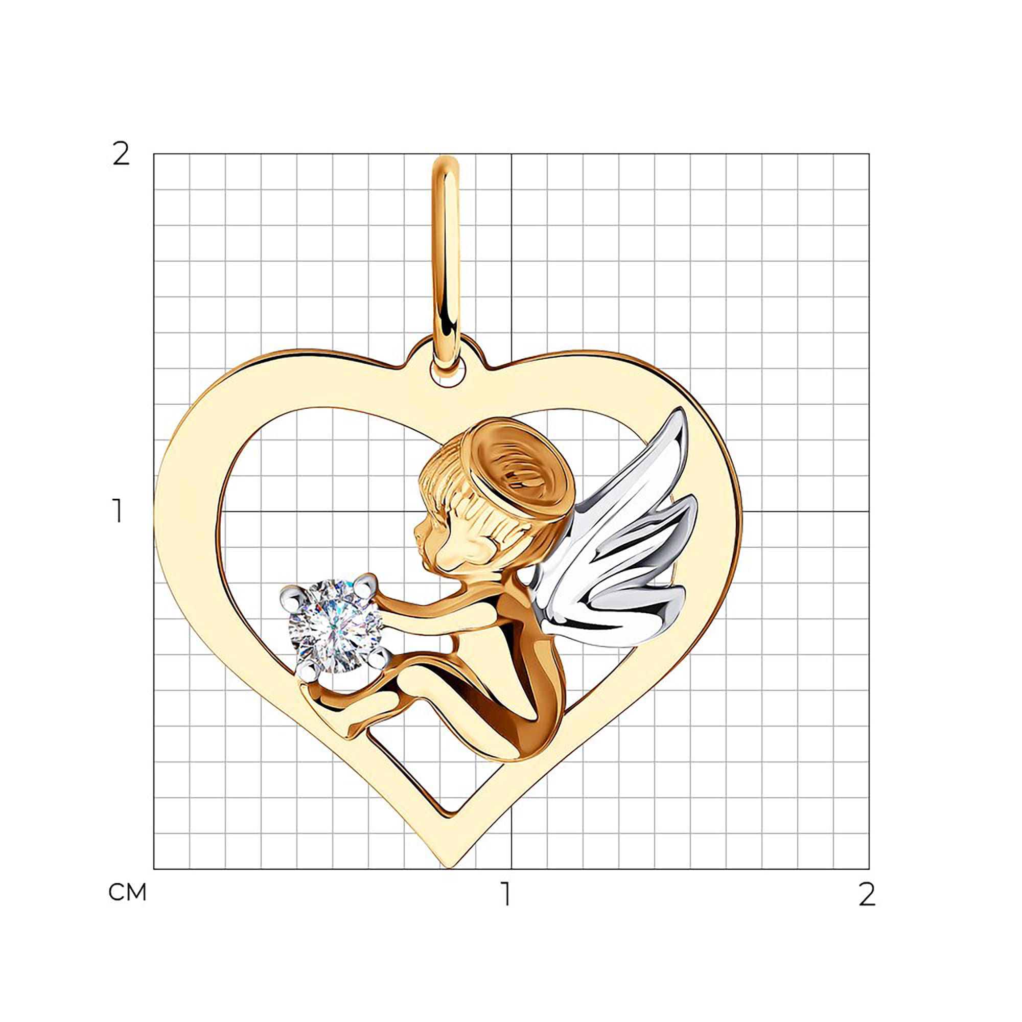 Кулон из золота 585 пробы с фианитом SOKOLOV 51-130-00920-1 Золото 585 пр.