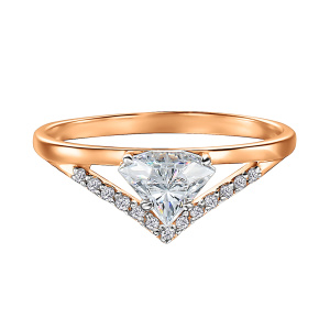 Кольцо из золота 585 пробы с фианитом ГОЛДЕН ГЛОБ КольцоКЛ-02/15,5/Sw/з585