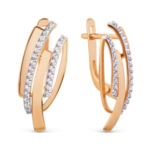 Серьги из золота 585 пробы с фианитом DINASTIA 023582-1102
