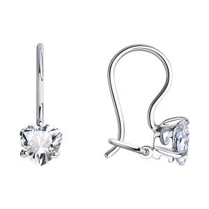 Серьги из серебра 925 пробы с фианитом SOKOLOV 94020577