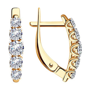 Серьги из золота 585 пробы с фианитом SOKOLOV 51-120-00308-1