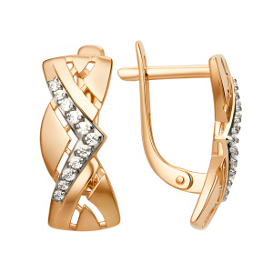 Серьги из золота 585 пробы с фианитом DINASTIA 006942-1102