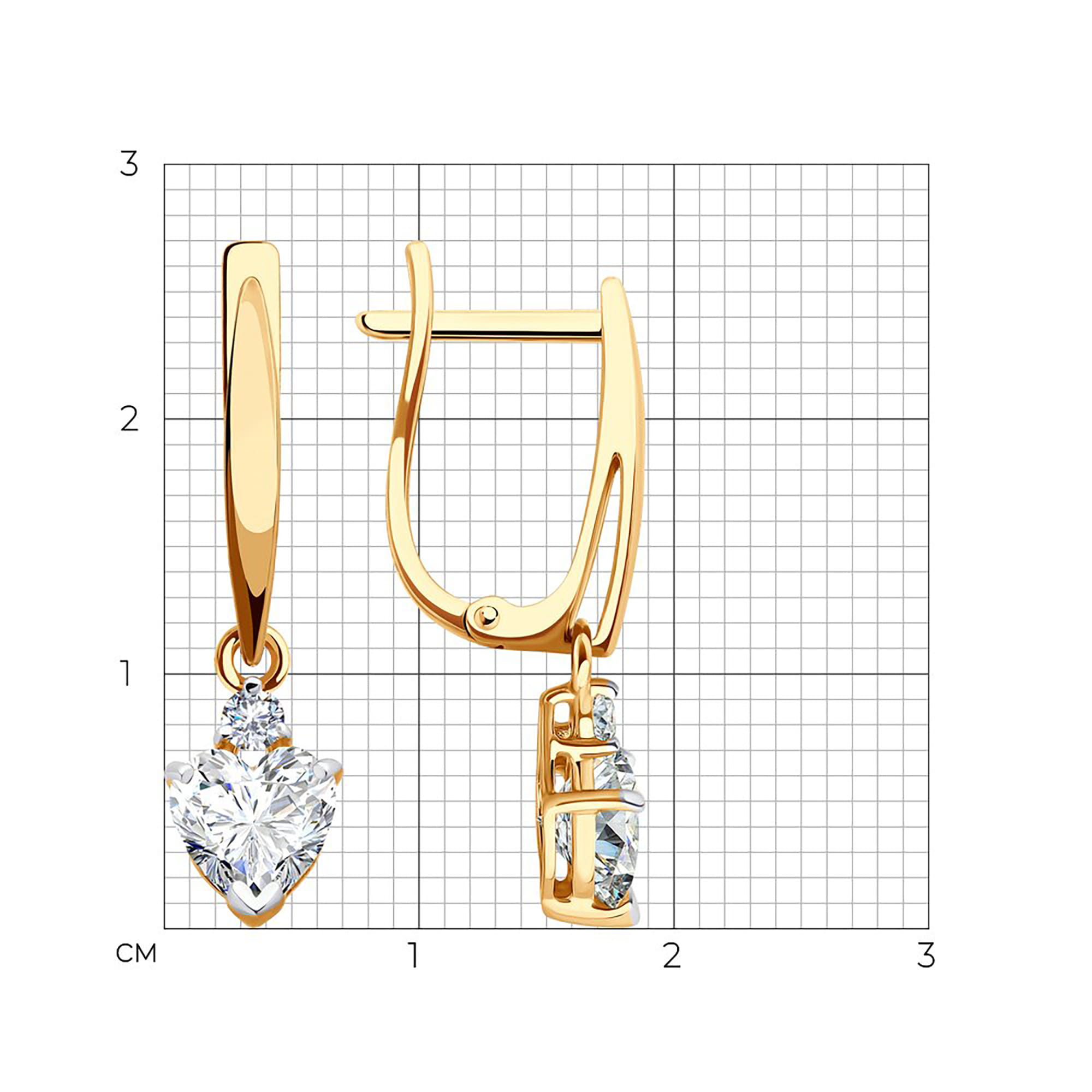 Серьги из золота 585 пробы с фианитом SOKOLOV 0200439 Золото 585 пр.