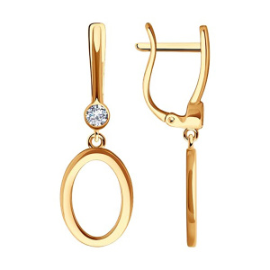 Серьги из золота 585 пробы с фианитом SOKOLOV 51-121-01916-1